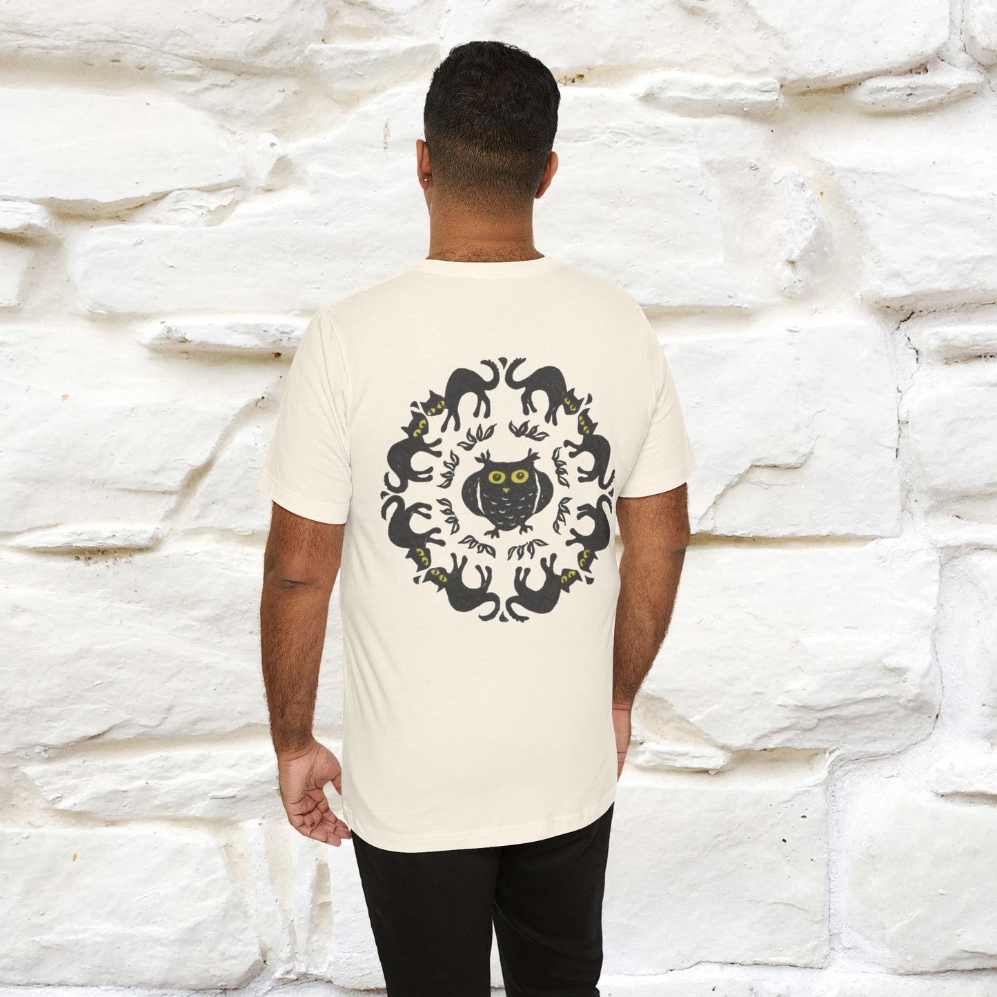 ''Black Cat Circle'' Cat T-Shirt Front and Back Design | Nunu&Miao Studio