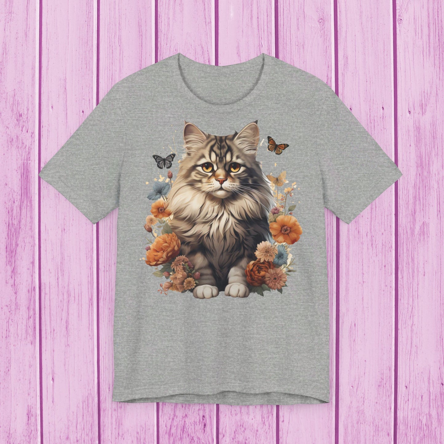 ''Floral Feline Fantasy'' Cat T-shirt for Women 100% Cotton*