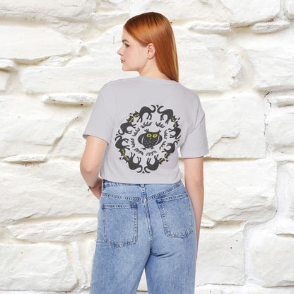 ''Black Cat Circle'' Cat T-Shirt Front and Back Design | Nunu&Miao Studio