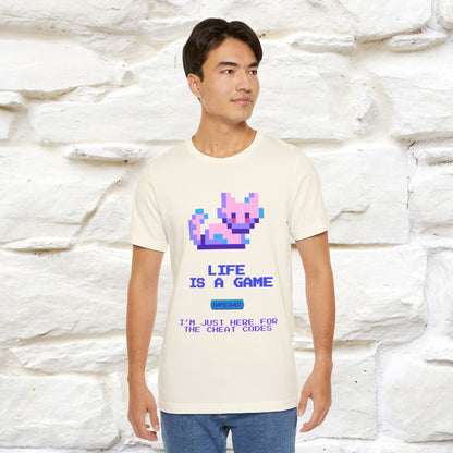 "Life Is A Game, I Am Just Here Fo The Cheat Code" Funny Cat T-Shirt for Men & Women | 100% Cotton* - Nunu&Miao Studio