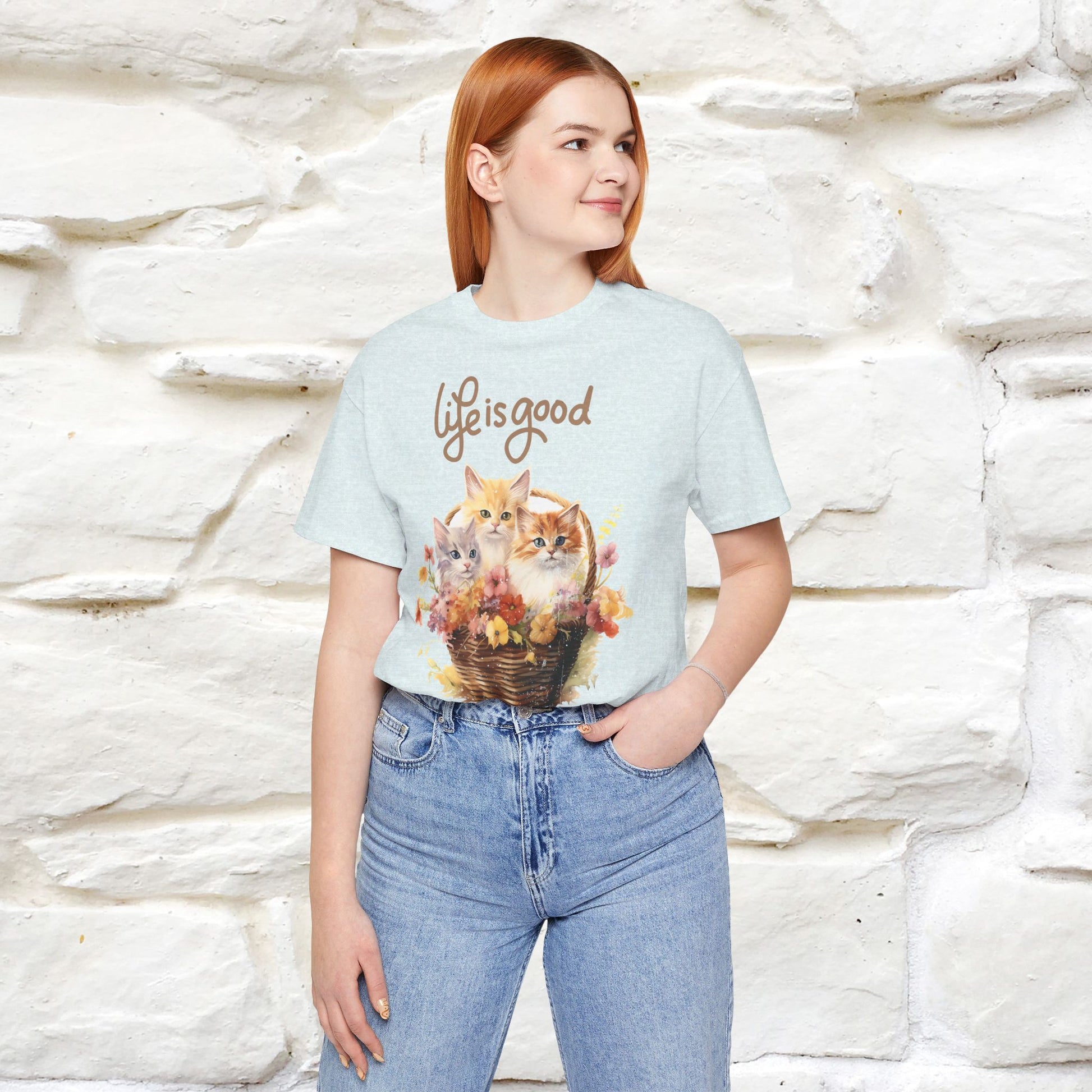 "Blossom Basket Kitten" T-shirt for Women 100% Cotton* - Nunu&Miao Studio