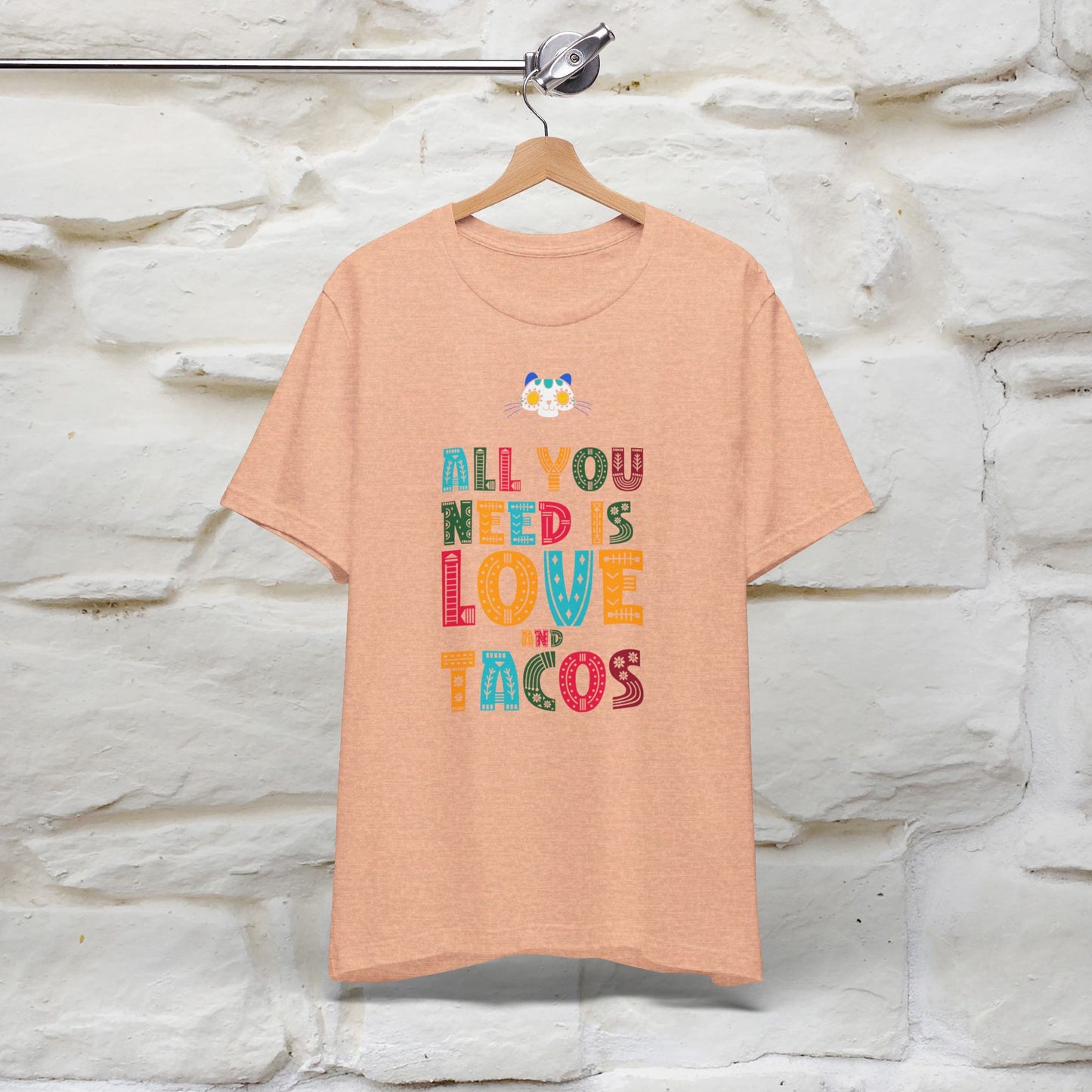 ''All You Need Is Love and Tacos'' T-shirt for Man 100% Cotton* - Nunu&Miao Studio