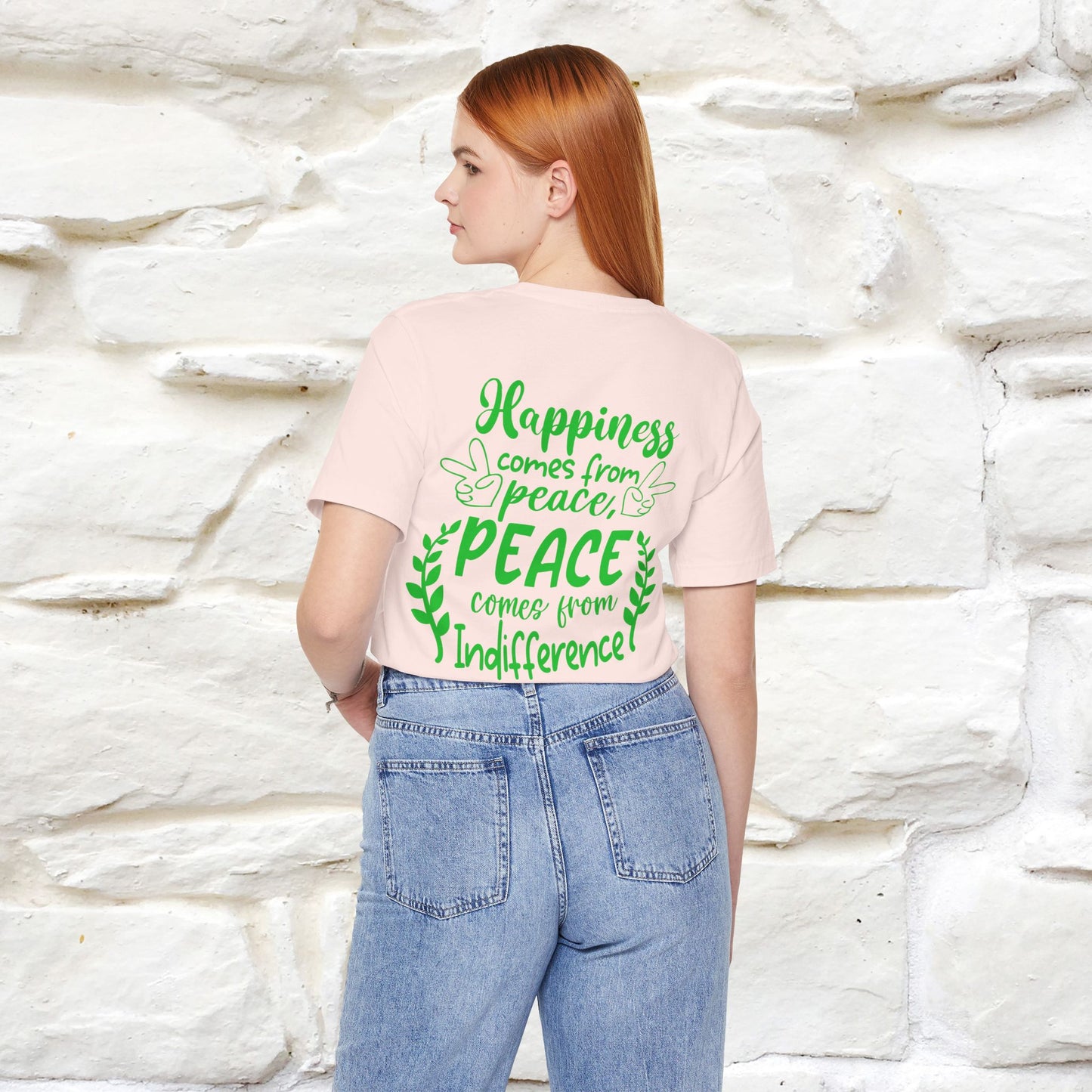 "Happiness Comes From Peace, Peace Comes From Indifference" Cat T-Shirt| Front & Back Design | Nunu&Miao Studio