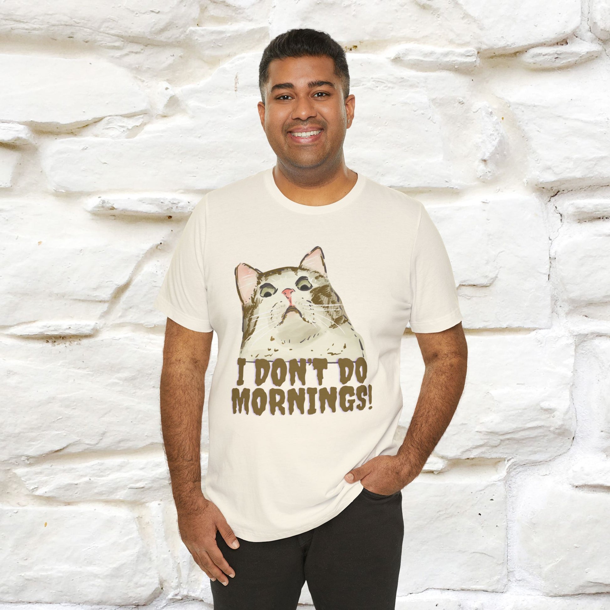 ''I Don't Do Mornings''  Cat T-shirt | Cat T-Shirt | Nunu&Miao Studio - Nunu&Miao Studio