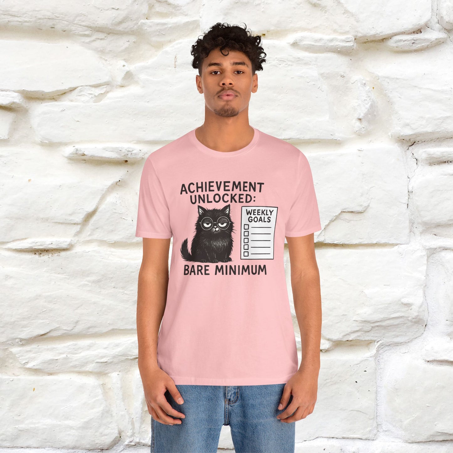 "Achievement Unlocked Bare Minimum." |Cat T-Shirt | Nunu&Miao Studio