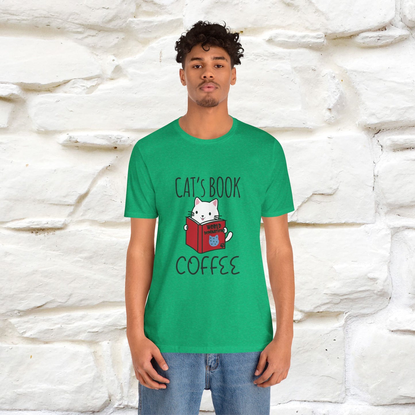 "Cat's Book Coffee" Cat T-Shirt for Men & Women | 100% Cotton* | Cozy Vibes for Book & Cat Lovers