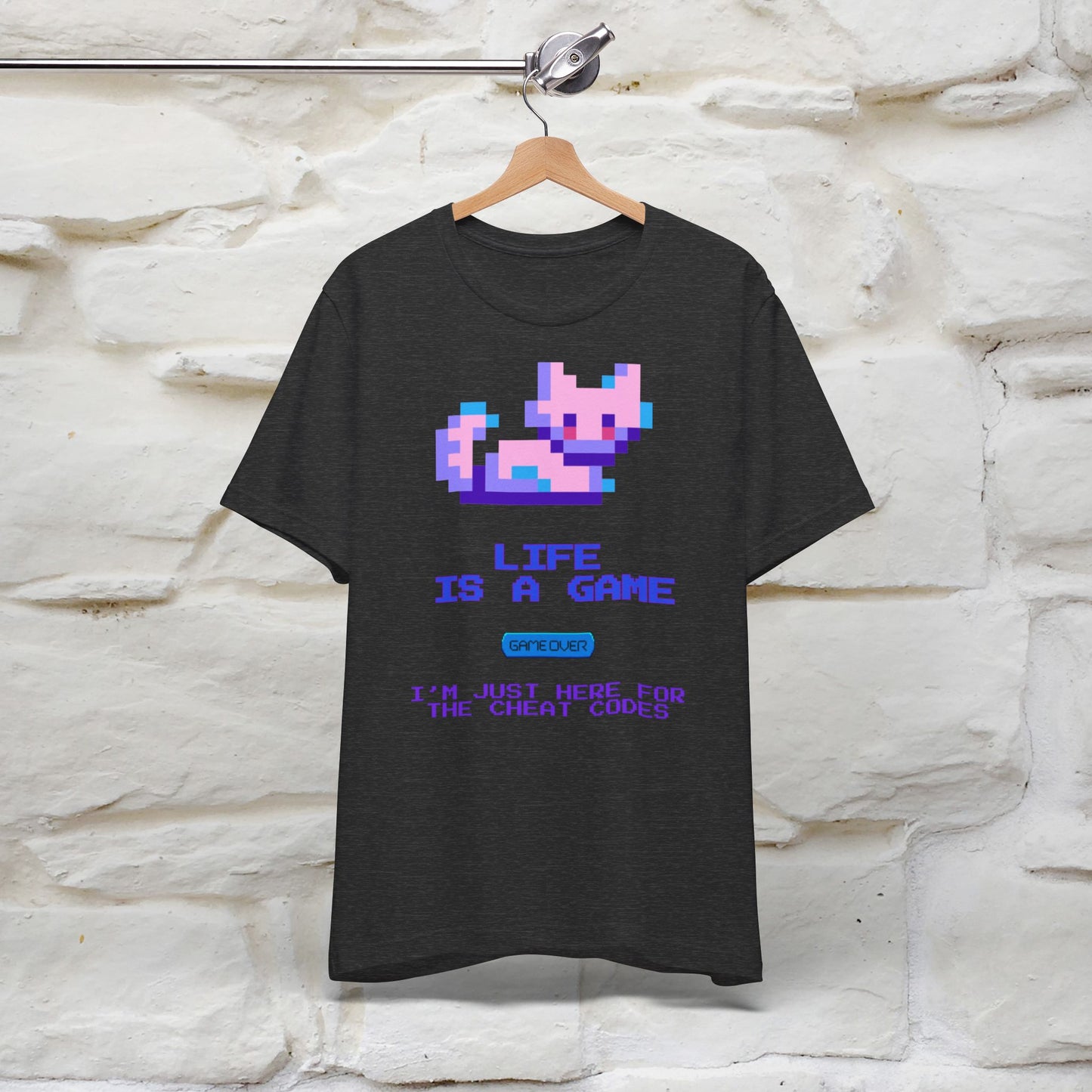 "Life Is A Game, I Am Just Here Fo The Cheat Code" Funny Cat T-Shirt for Men & Women | 100% Cotton*