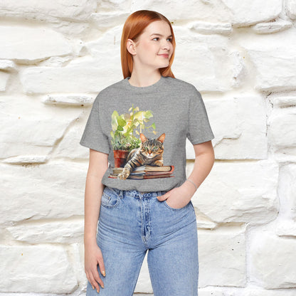 "Feline Bibliophile" T-shirt for Women 100% Cotton* - Nunu&Miao Studio