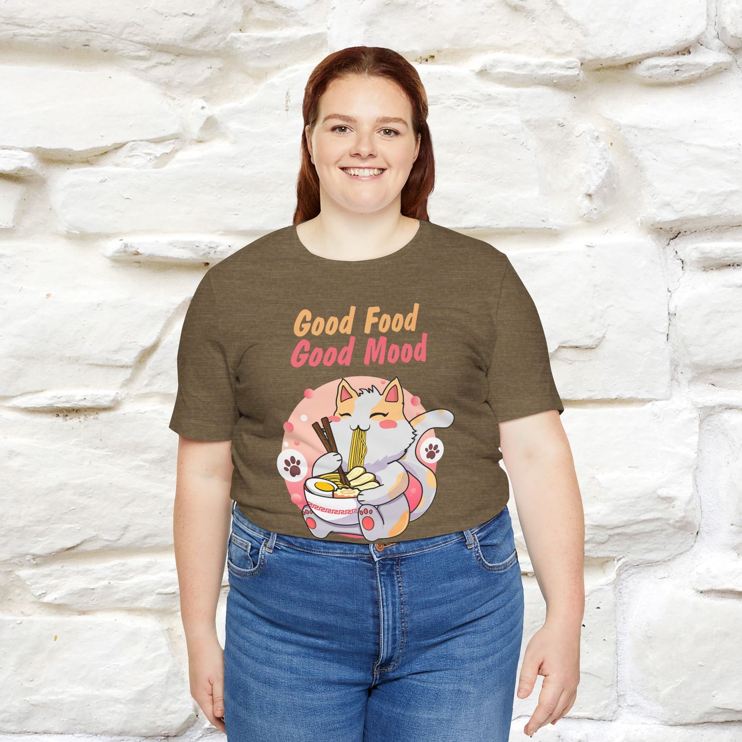 "Good Food Good Mood" Cat T-shirt for Men & Women | 100% Cotton*