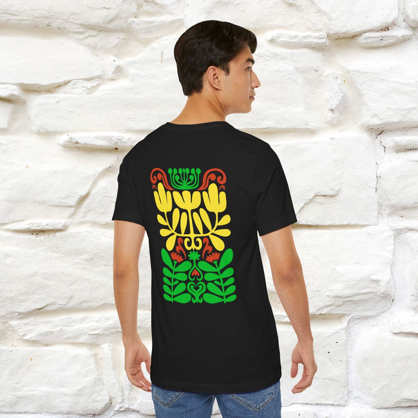 ''Floral Abstract'' Cat T-Shirt Front and Back Design | Nunu&Miao Studio