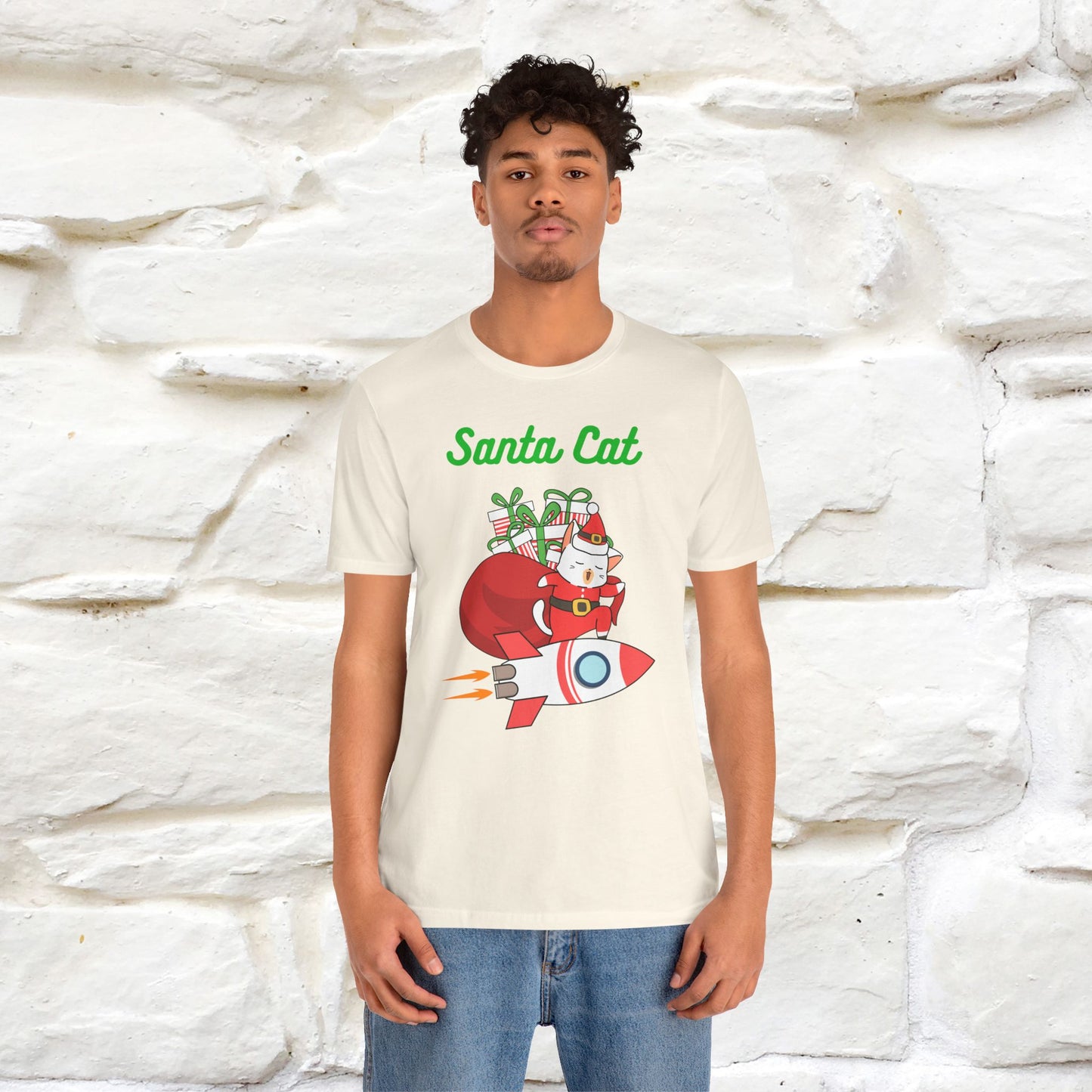 Santa Cat Christmas T-Shirt | Cat Lover Holiday Tee for Men & Women – 100% Cotton* | Meowy Christmas Collection