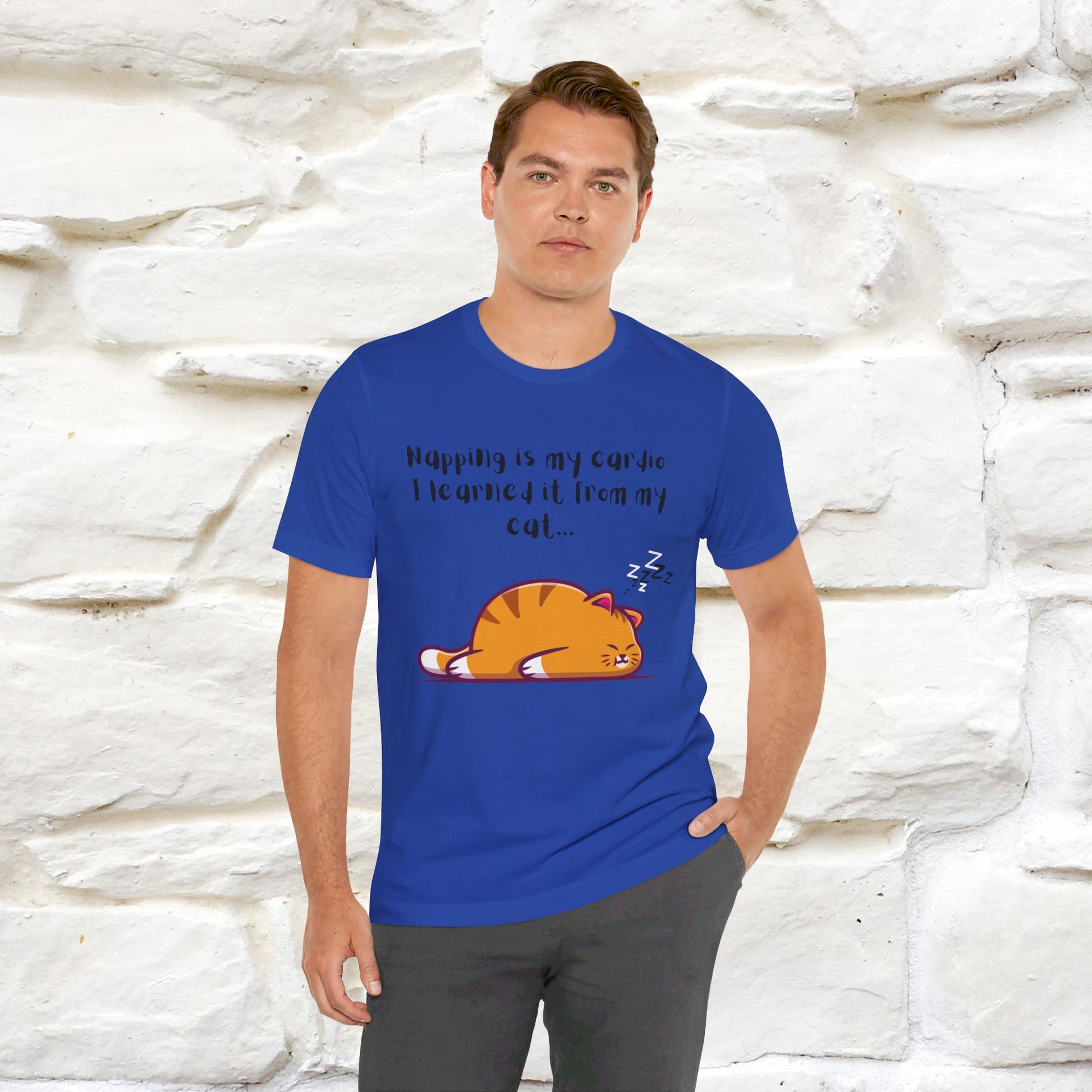 ''Napping Is My Cardio, I Learned From  my Cat'' T-shirt for Man 100% Cotton* - Nunu&Miao Studio