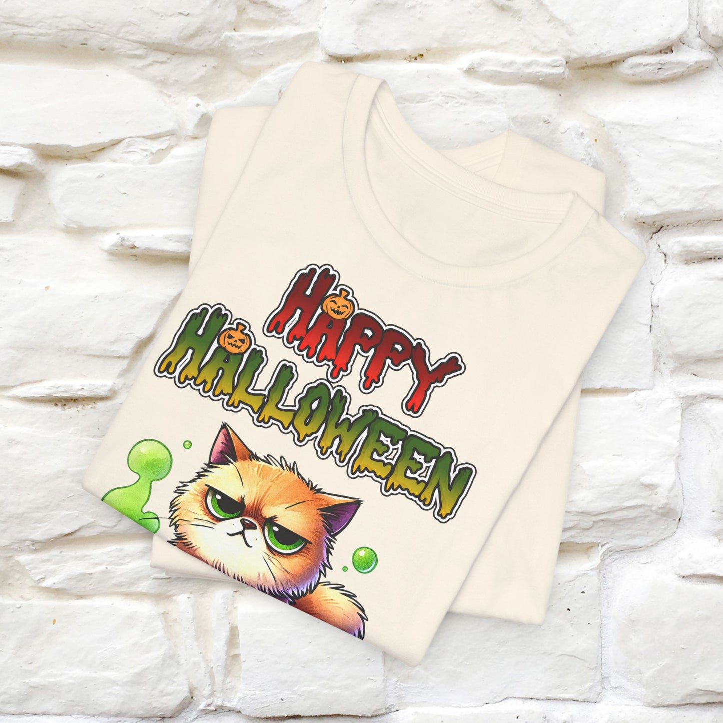 ''Angry Cat Happy Halloween'' Unisex T-shirt  100% Cotton*