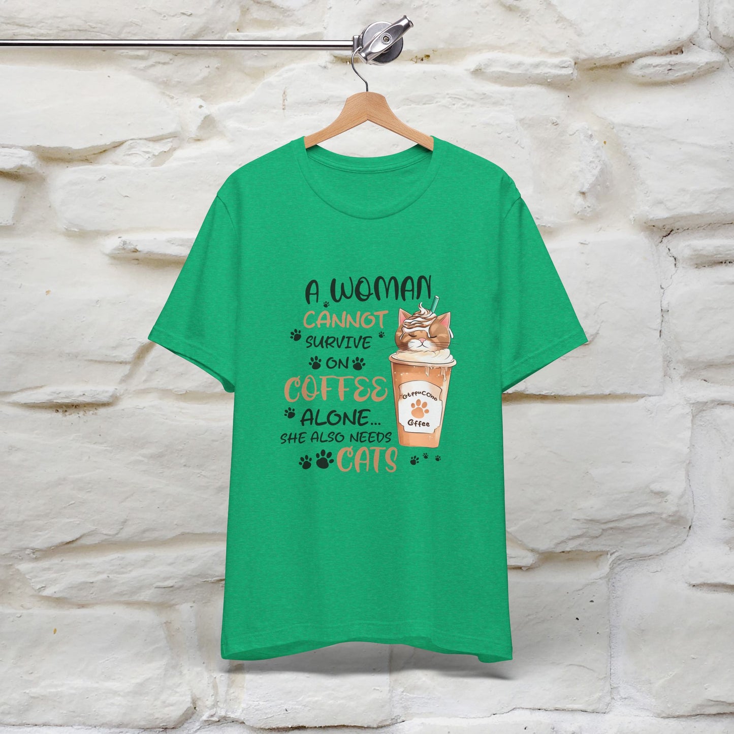 "A Woman Cannot Survive On Coffee Alone... She Also Needs Cats" Cute Cat T-Shirt for Women | 100% Cotton* 🐾