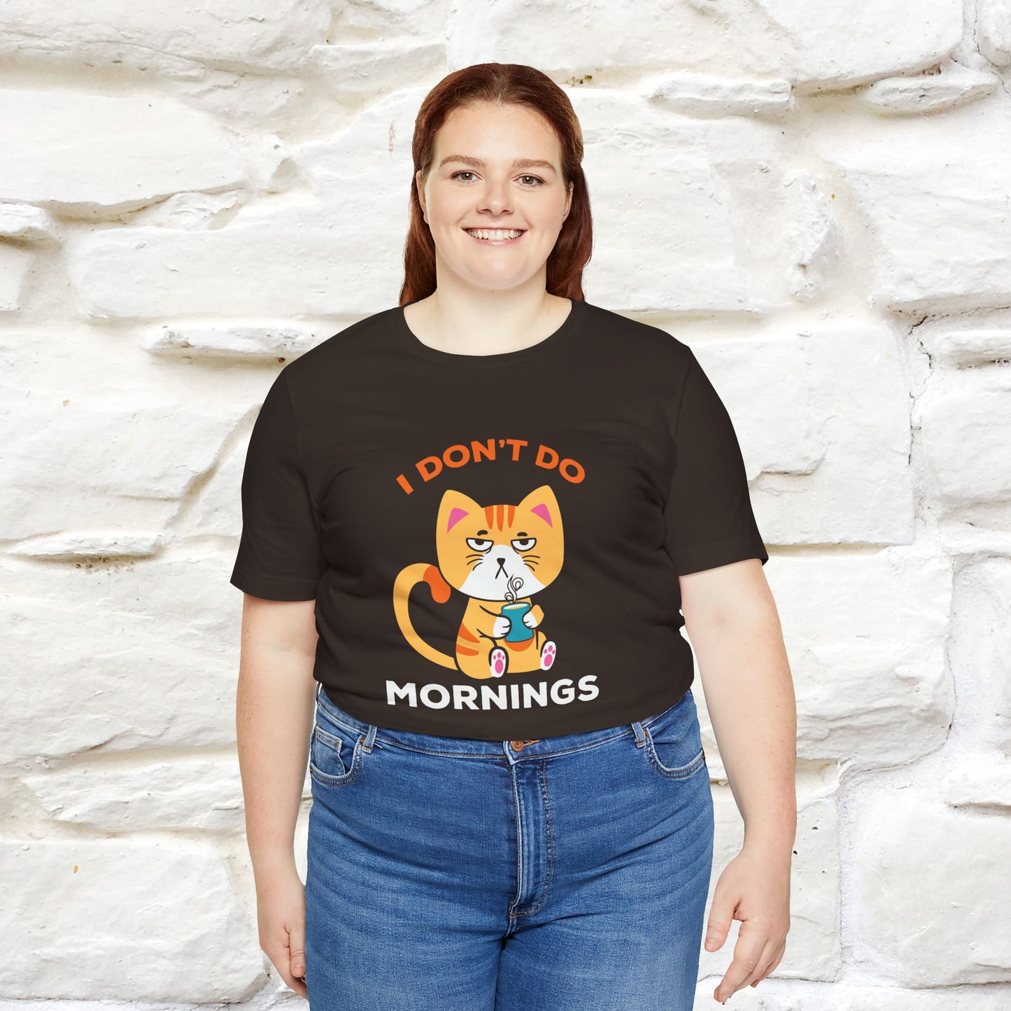 ''I Don't Do Mornings''  Cat T-shirt for Men and Women 100% Cotton*