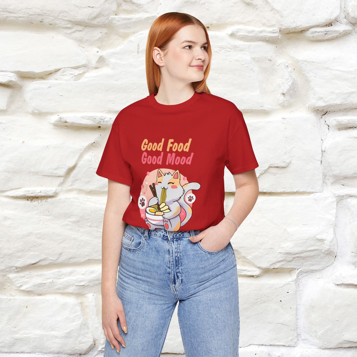 "Good Food Good Mood" Cat T-shirt for Men & Women | 100% Cotton*