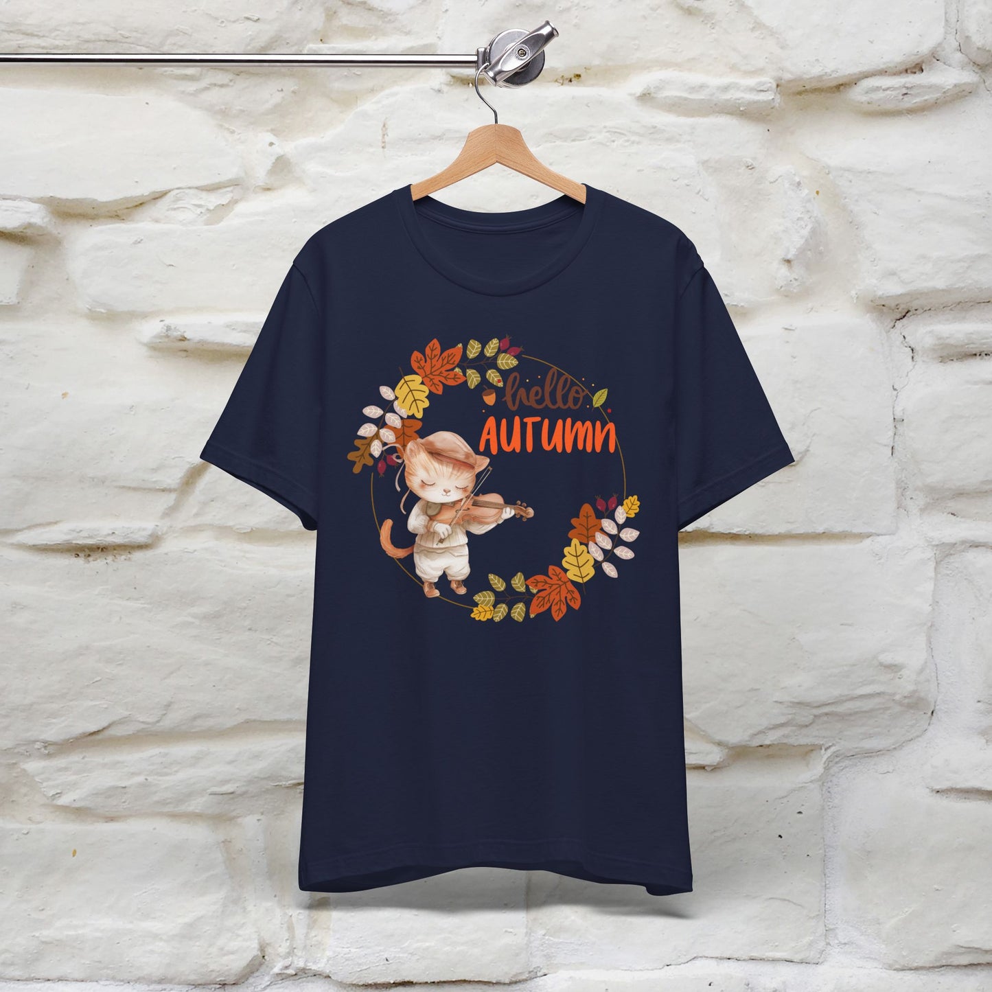 "Hello Autumn" Cat T-Shirt for Men & Women | 100% Cotton | Cozy Fall Fashion