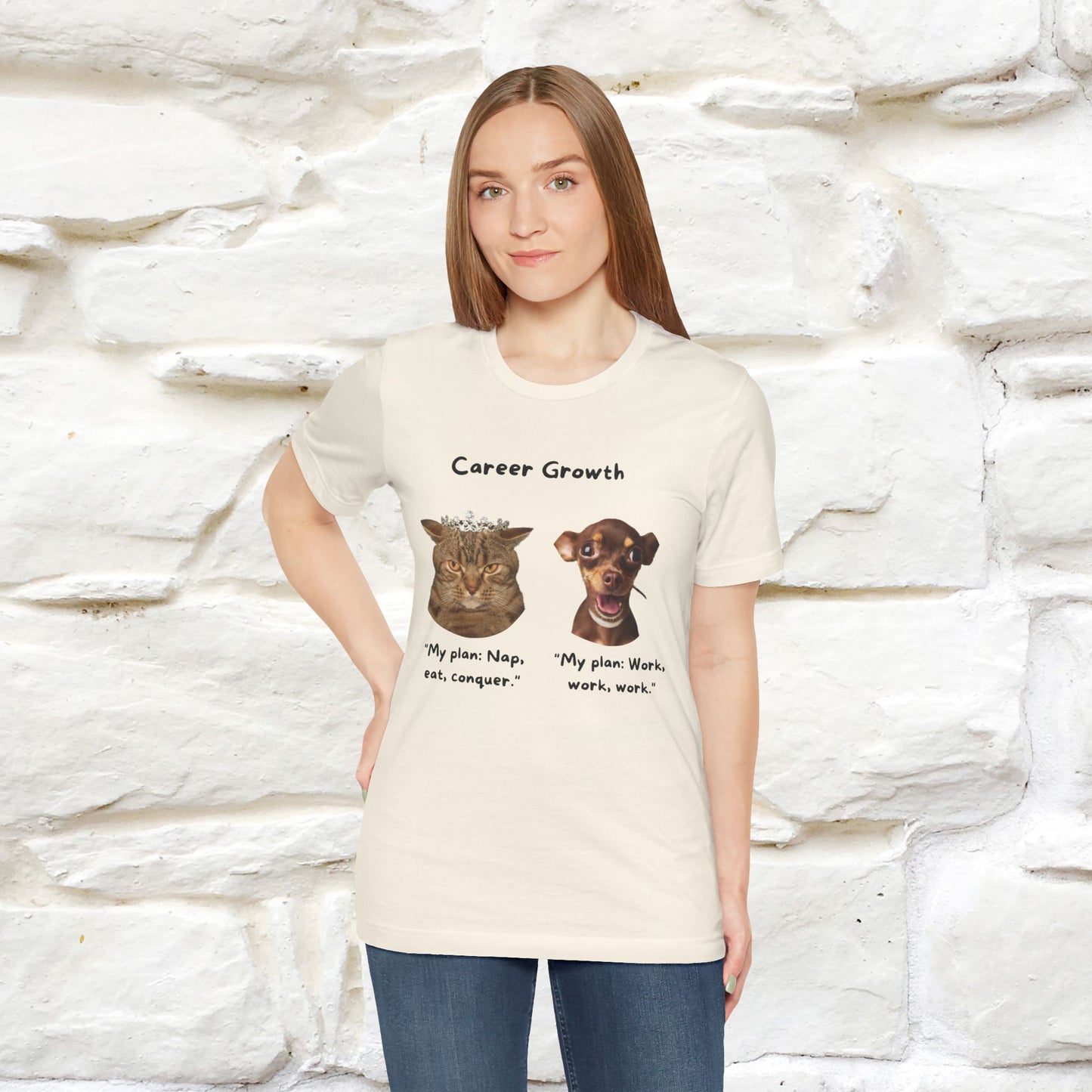 "Career Growth: Cat vs. Dog" Funny T-Shirt for Men & Women | 100% Cotton* 🐾