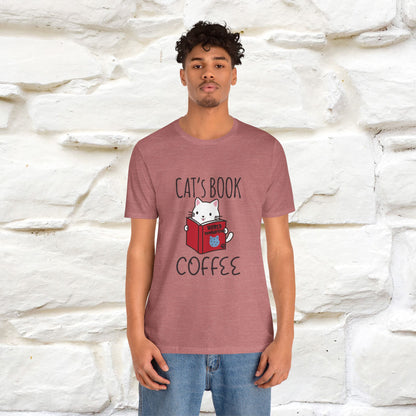 "Cat's Book Coffee" Cat T-Shirt for Men & Women | 100% Cotton* | Cozy Vibes for Book & Cat Lovers