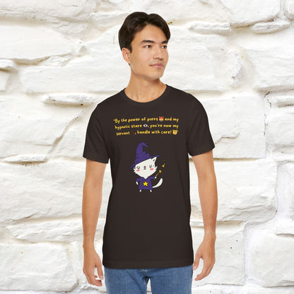 "By the Power of Purrs and My Hypnotic Stare" Halloween Cat Spell T-Shirt for Men & Women | 100% Cotton*