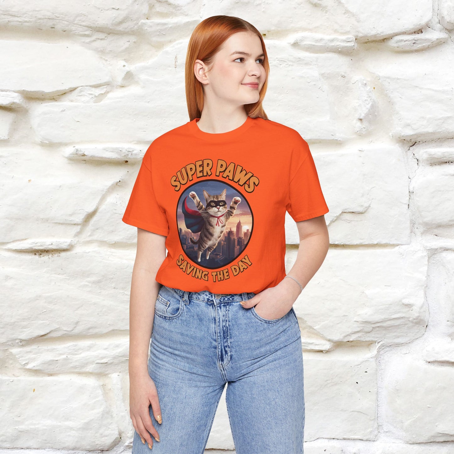 "Super Paws Saving The Day" Cat T-Shirt for Men & Women | 100% Cotton*