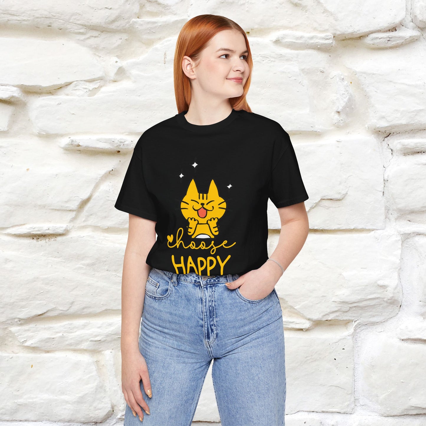 "Choose Happy" Cat T-Shirt for Men & Women | 100% Cotton* | Positive Tee 🐾