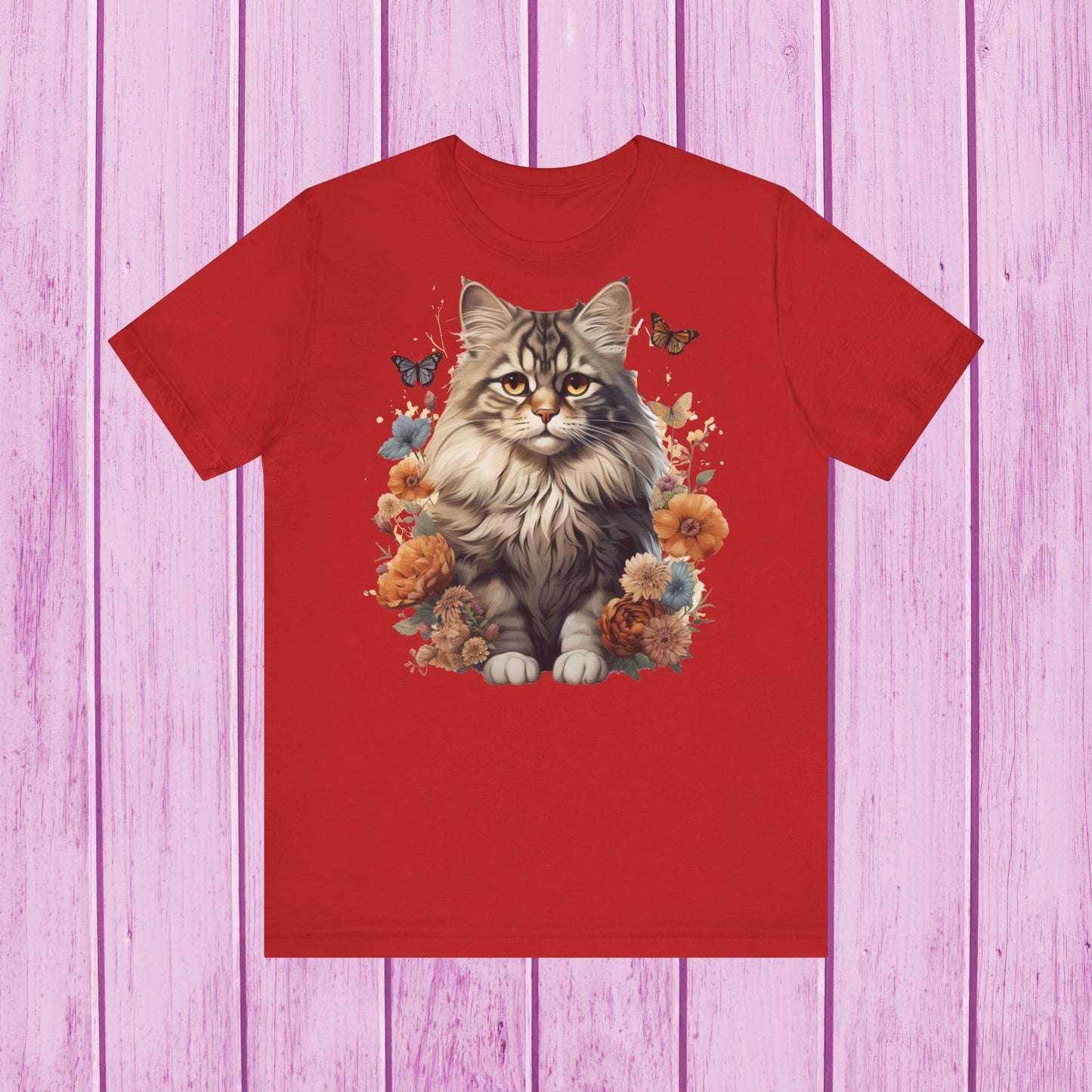 ''Floral Feline Fantasy'' Cat T-shirt for Women 100% Cotton*