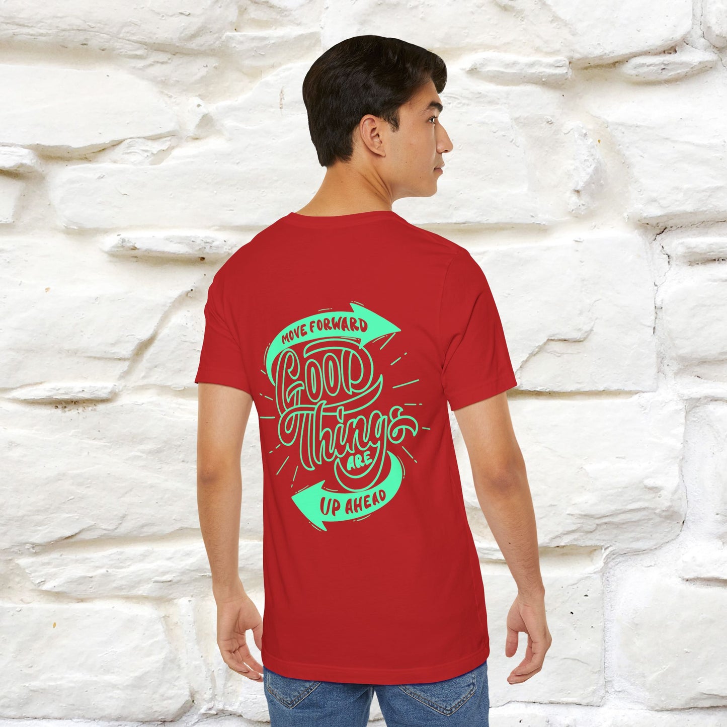 "Move Foreward Good Things Are Up Head" Cat T-Shirt| Front & Back Design | Nunu&Miao Studio