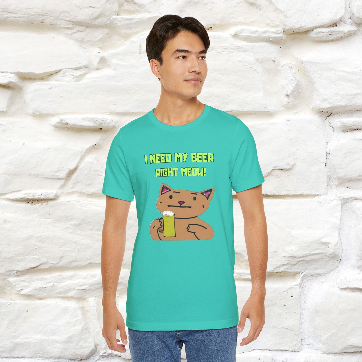 "I Need My Beer Right Meow!" Cat  T-shirt |Nunu&Miao Studio