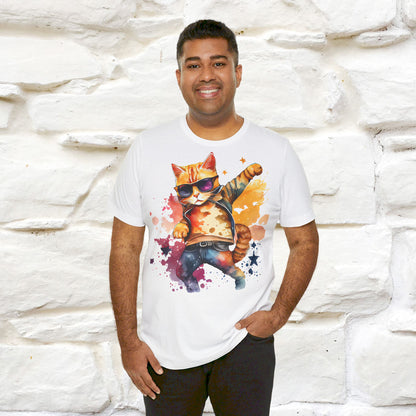 ''Cool Rainbow Cat'' T-shirt for Man 100% Cotton. - Nunu&Miao Studio