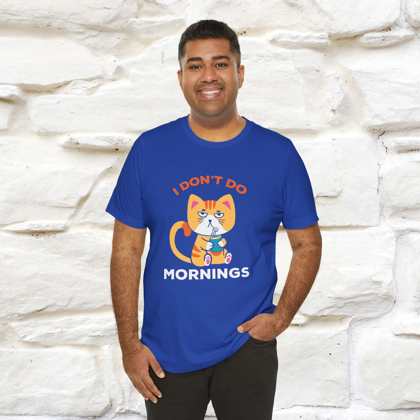 ''I Don't Do Mornings''  Cat T-shirt for Men and Women 100% Cotton*