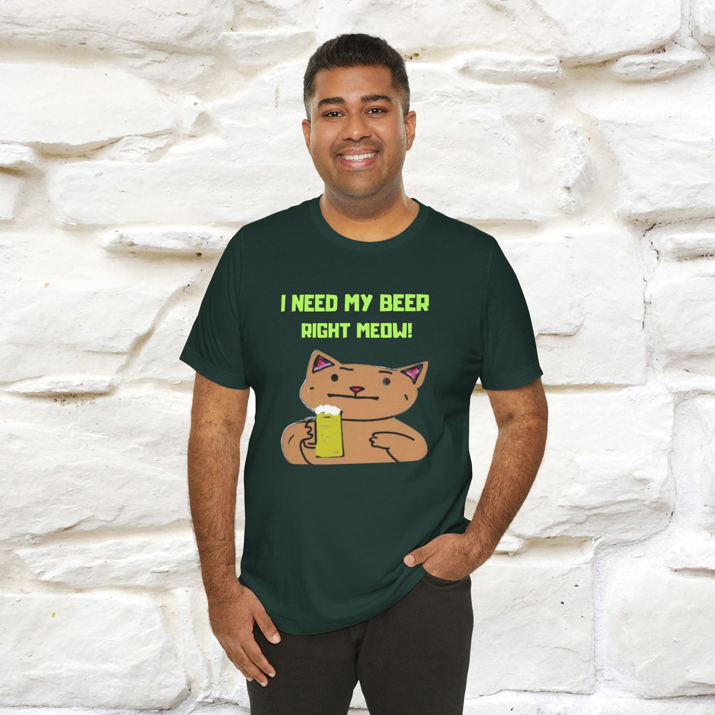 "I Need My Beer Right Meow!" Cat  T-shirt |Nunu&Miao Studio