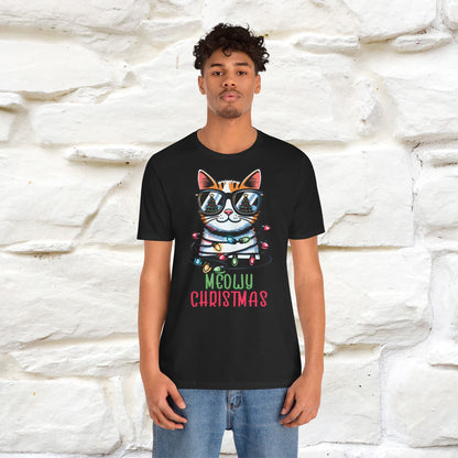 Meowy Christmas T-Shirt | Festive Cat Christmas Shirt for Men & Women | 100% Cotton