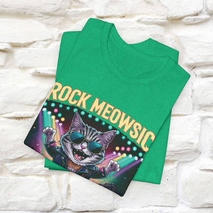 Rock Meowsic Catitude On Stage T-Shirt | Rocker Cat Tee for Men & Women | 100% Cotton*