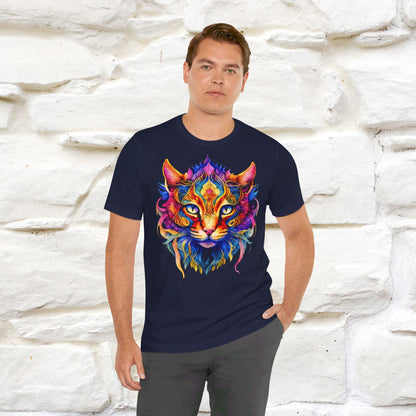 ''Fire Rainbow Cat'' T-shirt for Man 100% Cotton. - Nunu&Miao Studio