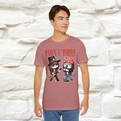 Paws N' Roses T-Shirt | Rock-Inspired Cat Lover Tee for Men & Women | 100% Cotton*