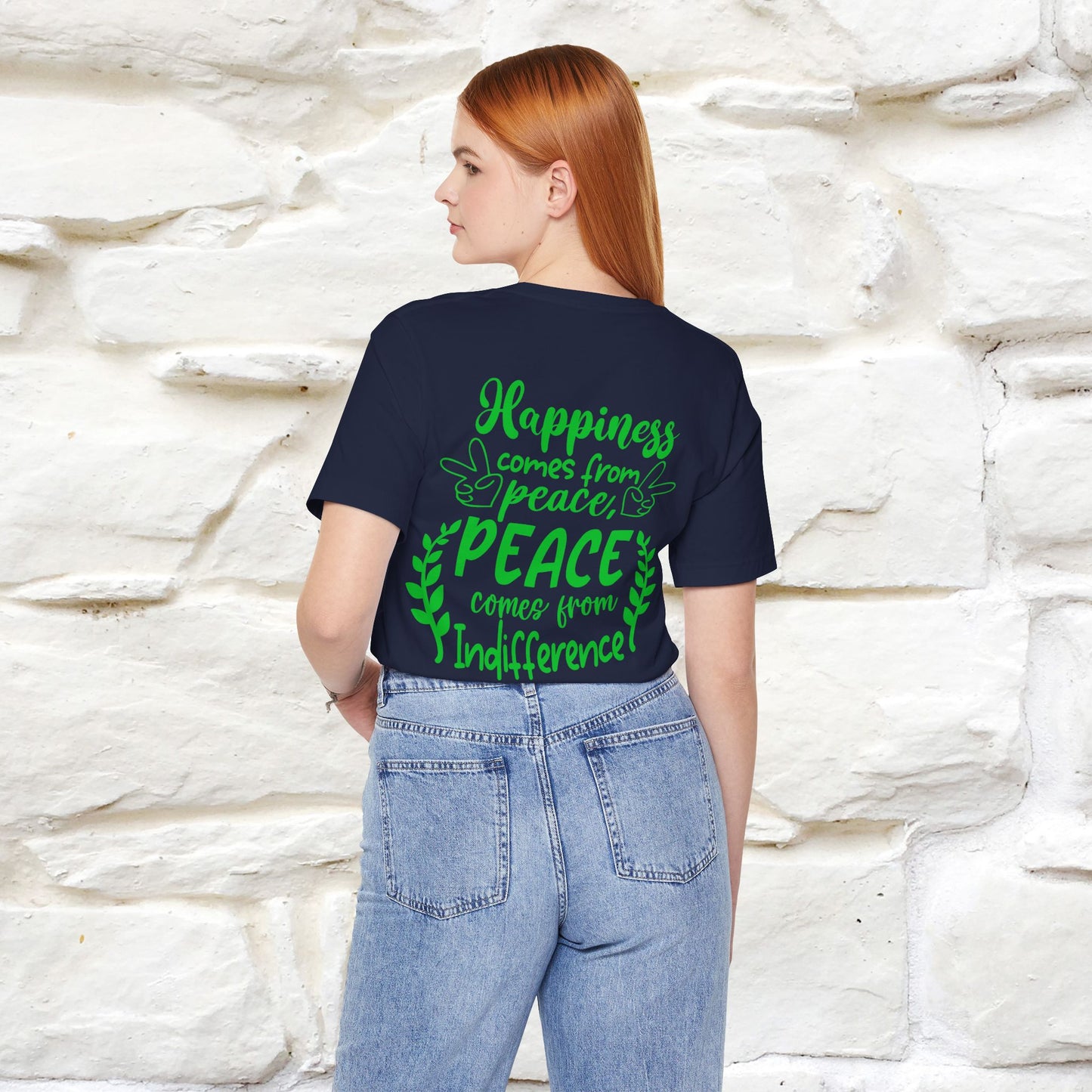 "Happiness Comes From Peace, Peace Comes From Indifference" Cat T-Shirt| Front & Back Design | Nunu&Miao Studio