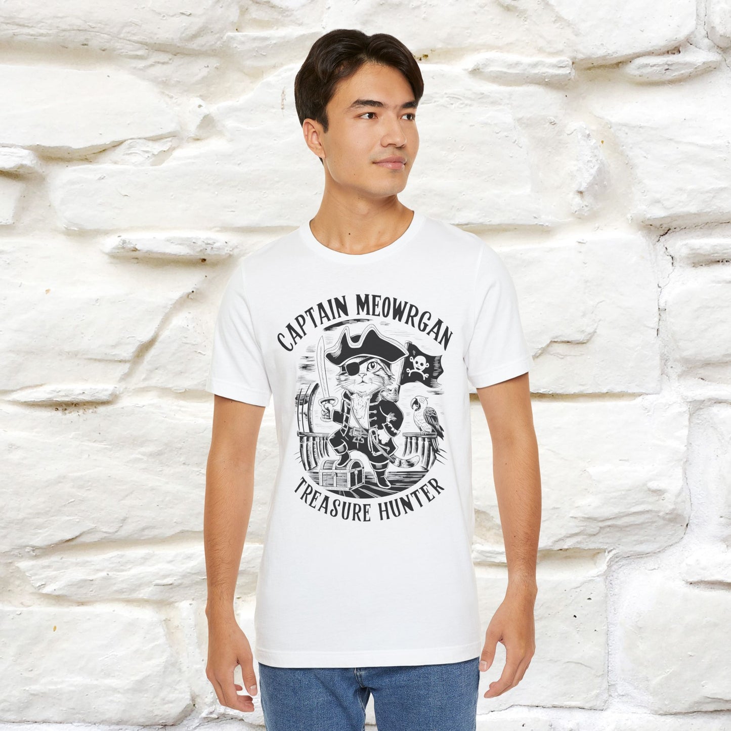 Captain Meowrgan Treasure Hunter T-Shirt | Adventure Cat Tee for Men & Women | 100% Cotton*