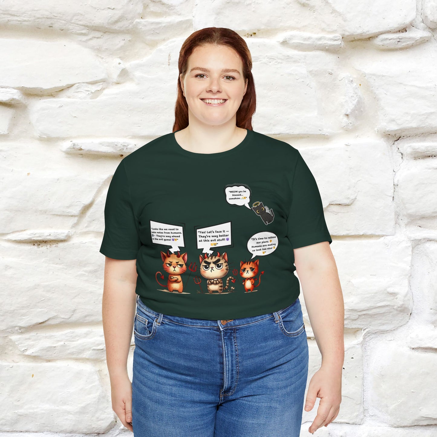 "Humans Are Way Ahead In The Evil Game! 😈😼" Cat  T-shirt |Nunu&Miao Studio