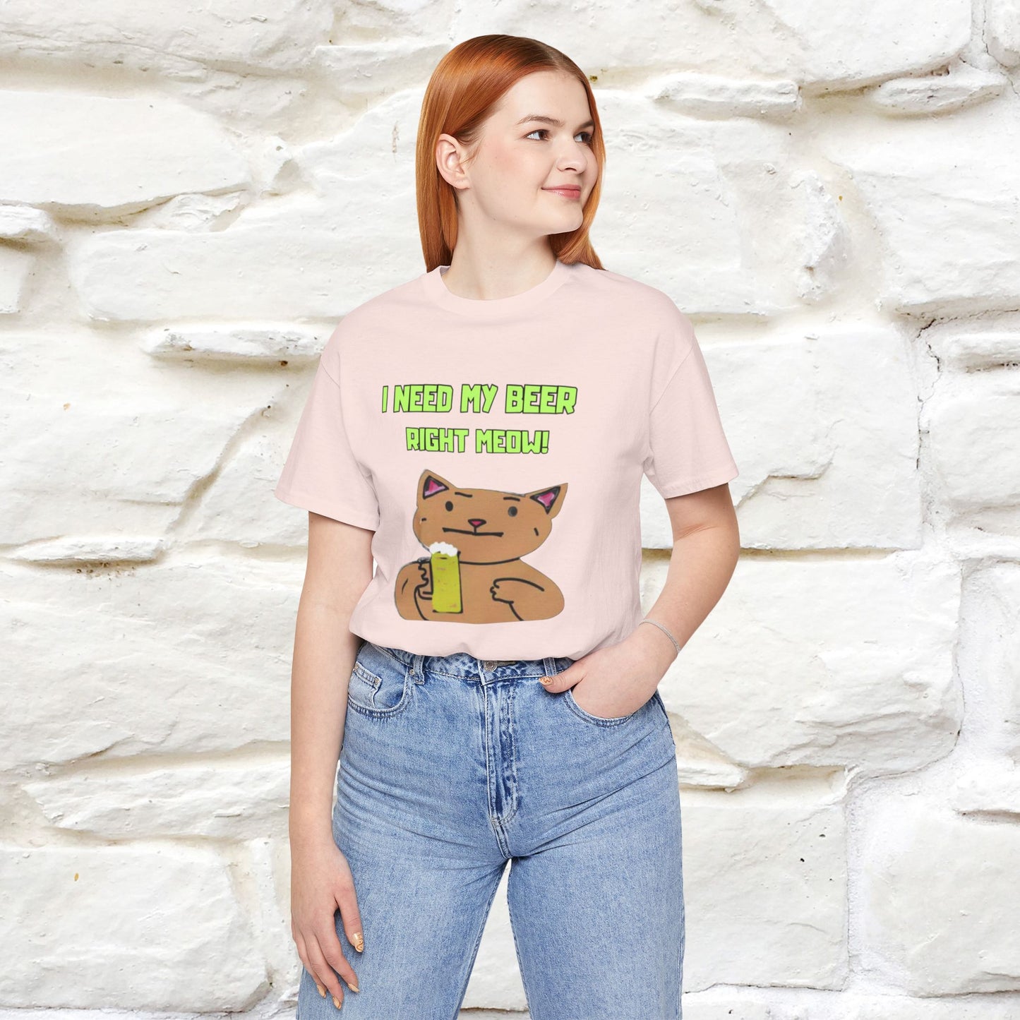 "I Need My Beer Right Meow!" Cat  T-shirt |Nunu&Miao Studio