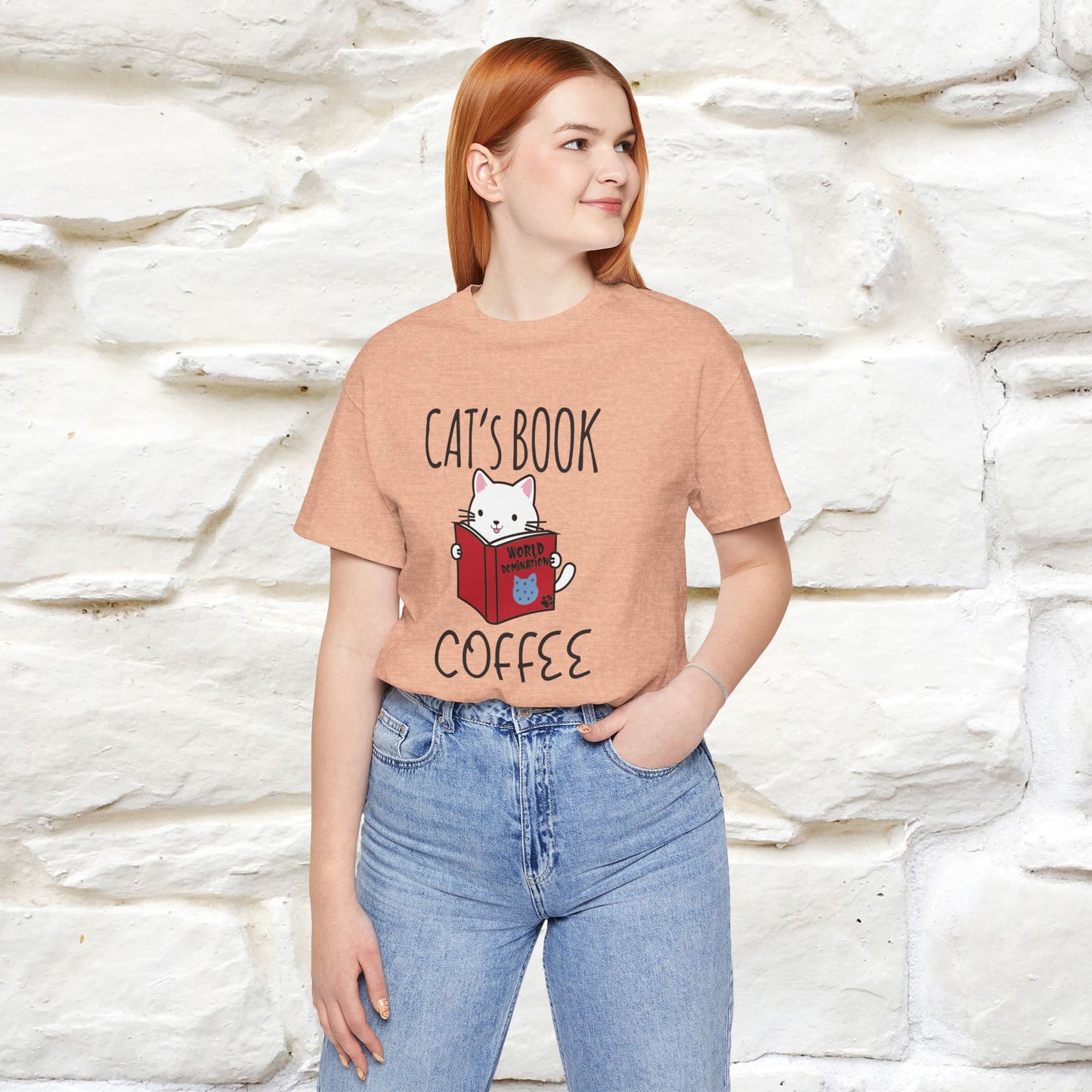 "Cat's Book Coffee" Cat T-Shirt for Men & Women | 100% Cotton* | Cozy Vibes for Book & Cat Lovers