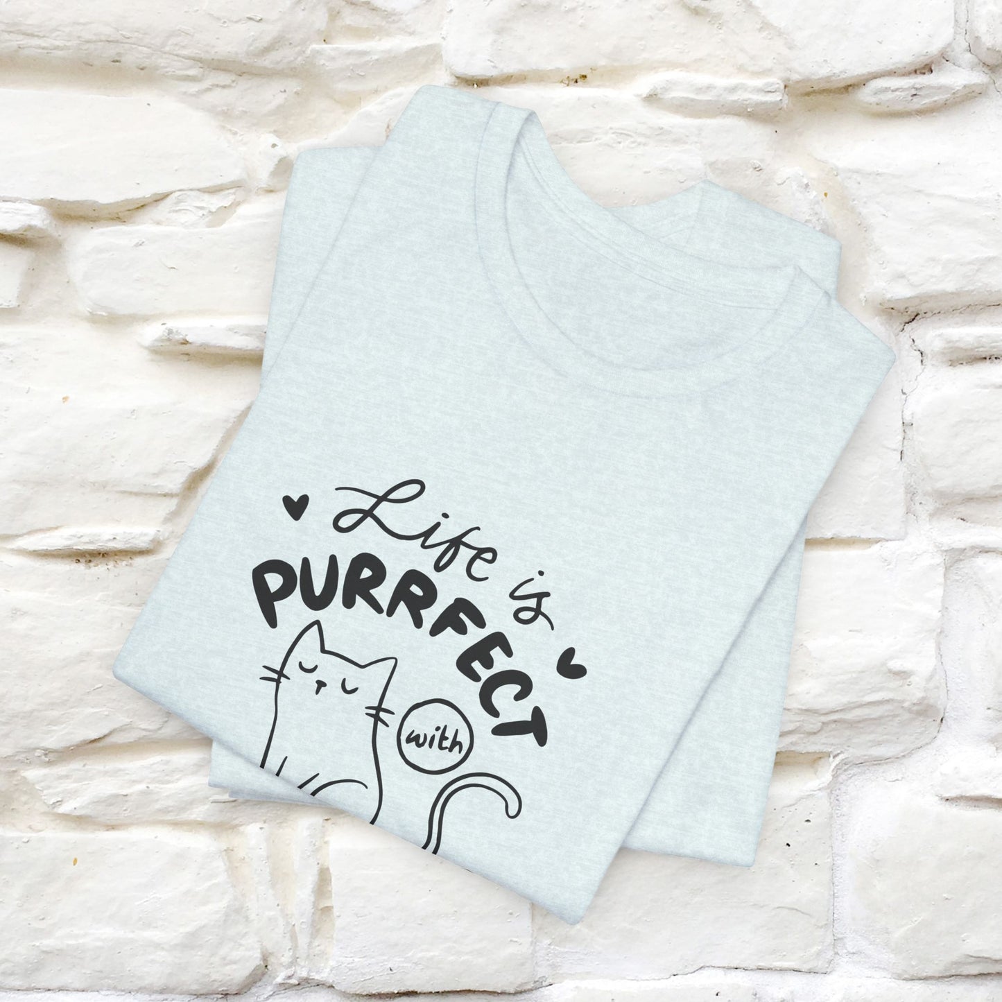 "Life Is Purrfect With Cats" Cat T-Shirt for Men & Women | 100% Cotton* | Funny Tee 🐾