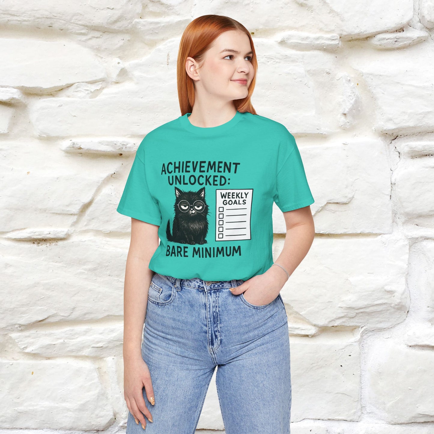 "Achievement Unlocked Bare Minimum." |Cat T-Shirt | Nunu&Miao Studio
