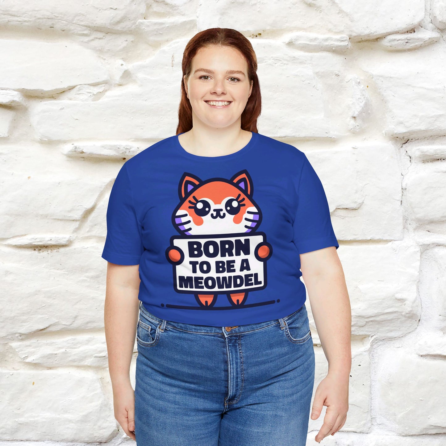 ''Born To Be A Meowdel''  Cat T-shirt for Women 100% Cotton* - Nunu&Miao Studio