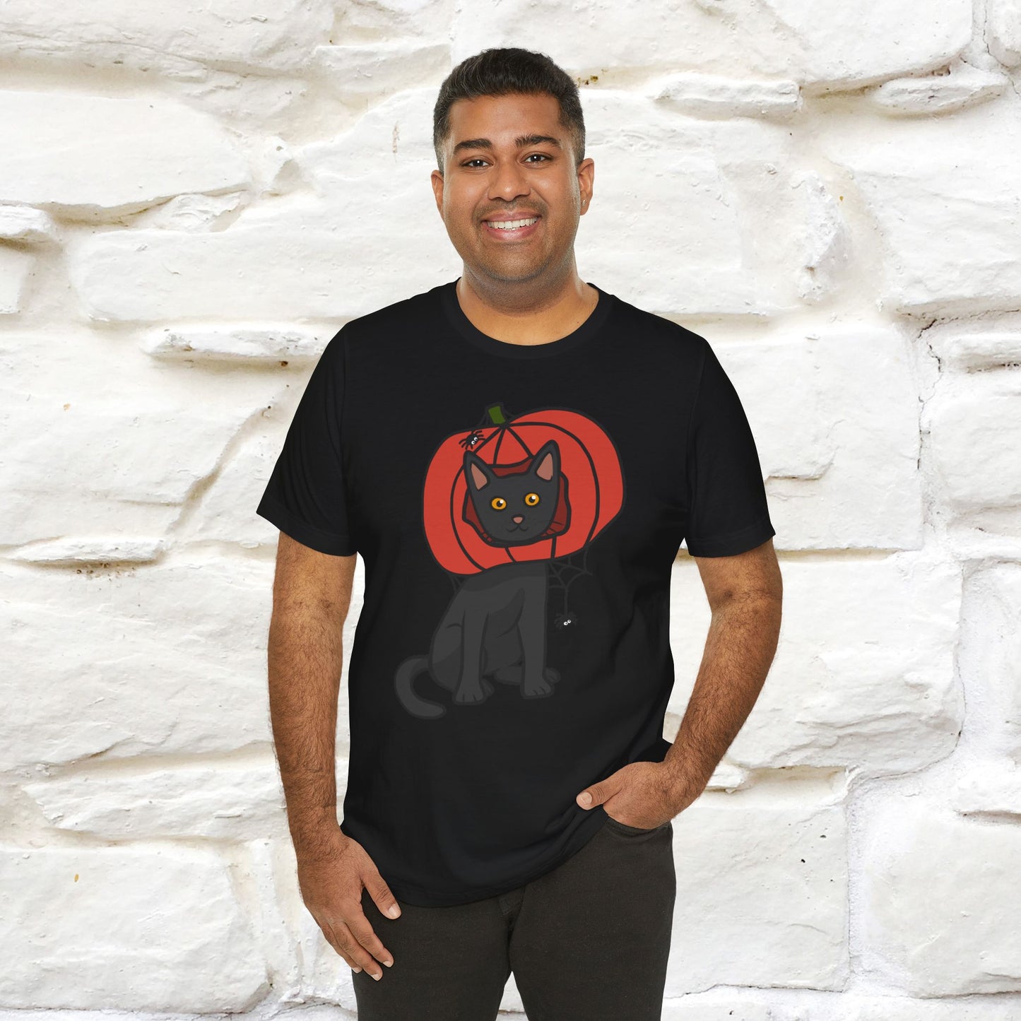 ''Black Cat And The Pumkin'' Unisex T-shirt 100% Cotton*