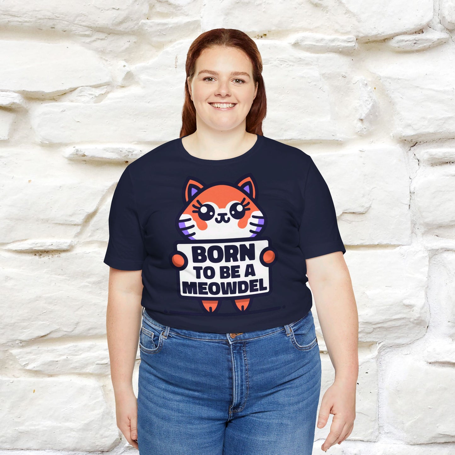 ''Born To Be A Meowdel''  Cat T-shirt for Women 100% Cotton* - Nunu&Miao Studio