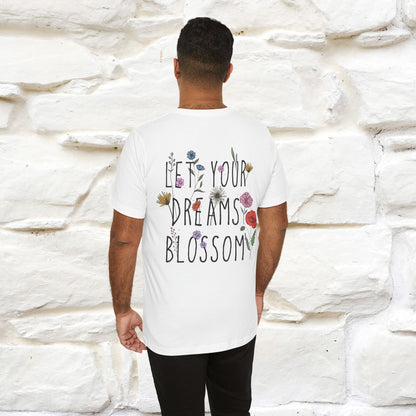"Let Your Dreams Blossom'' Cat T-Shirt Front and Back Design | Nunu&Miao Studio