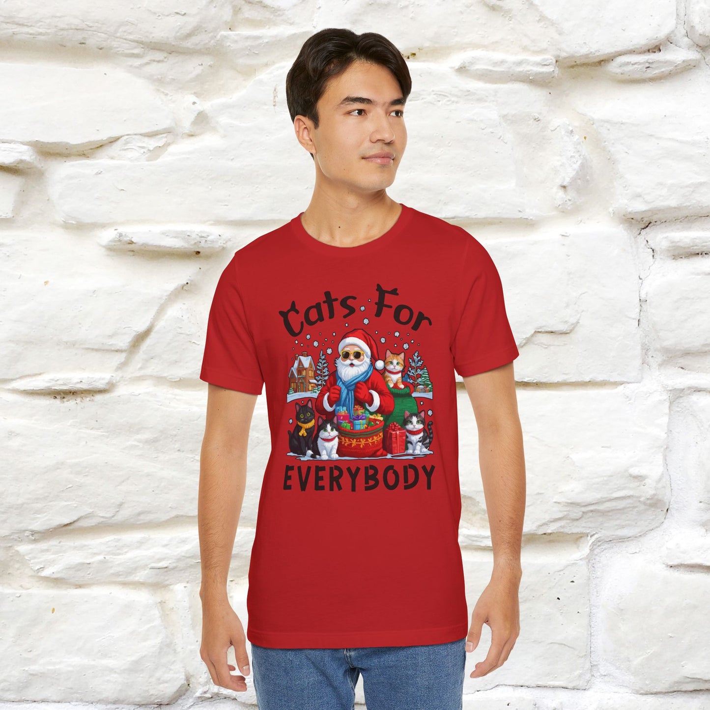 Cats For Everybody T-Shirt | Festive Cat Christmas Shirt for Men & Women | 100% Cotton