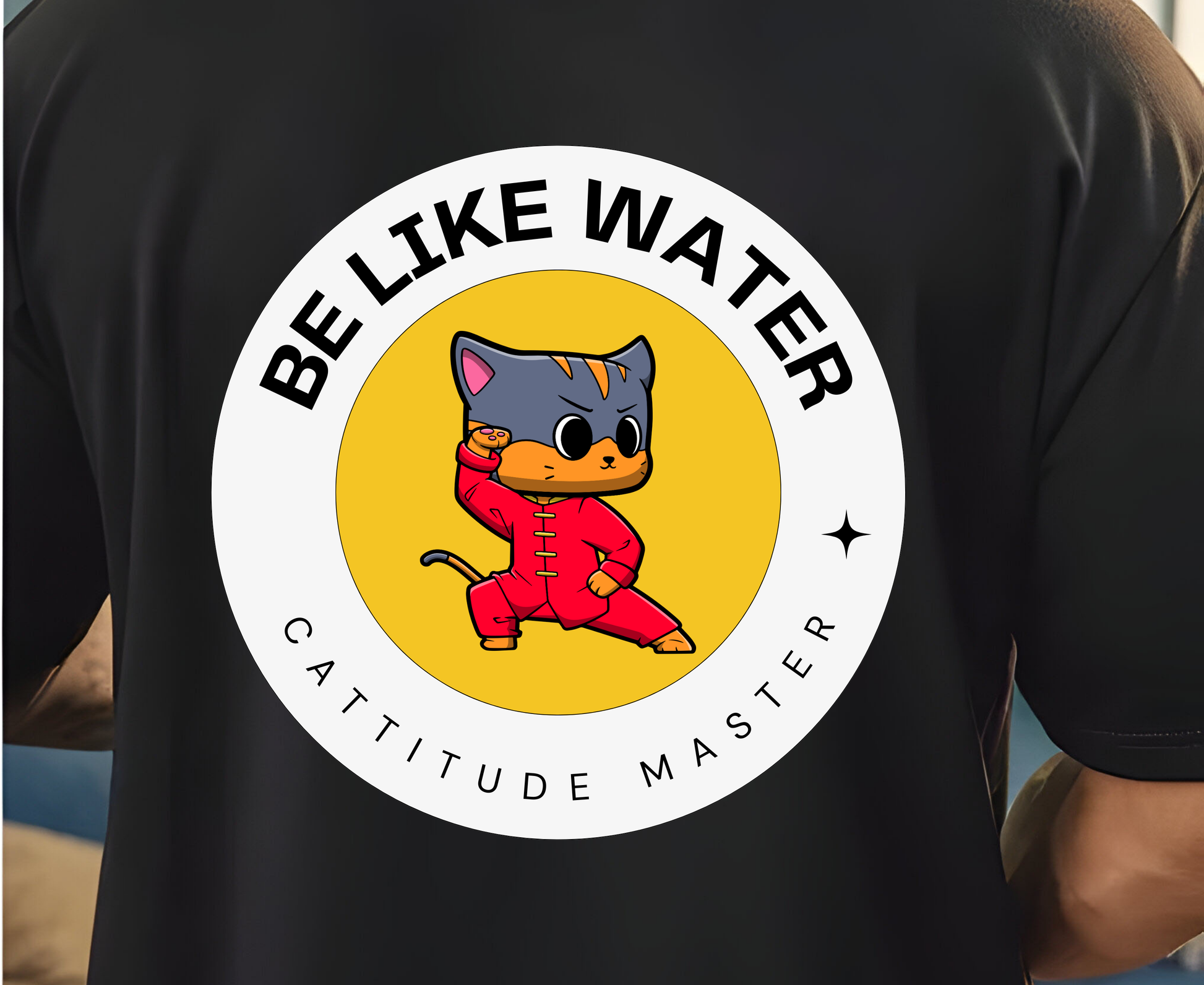 Cattitude Master Cat T-shirt for Men 100% Cotton*, Martial Arts- Martial Arts Tee - Kung Fu - Martial Arts Men - Nunu&Miao Studio