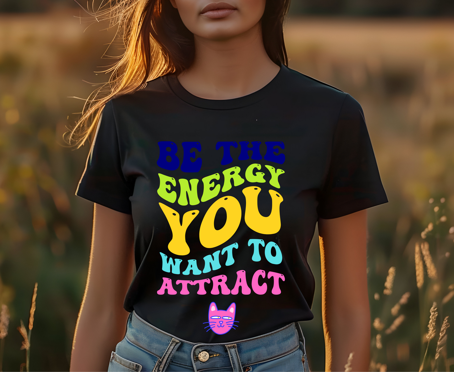 ''Be The Energy You Want To Attract'' T-shirt for Women 100% Cotton* - Nunu&Miao Studio